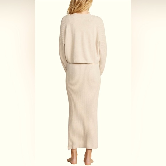 NWOT Cozy Cream Tiered Two Piece Knit Ribbed Sweater Dress Set Cropped SOFT - Picture 4 of 13